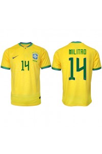 Brazilië Eder Militao #14 Voetbaltruitje Thuis tenue WK 2022 Korte Mouw